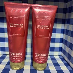 Bath and body works STRAWBERRY POUND CAKE Body Cream lot